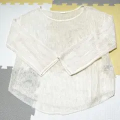 GU 長袖 メッシュトップス オフホワイト
