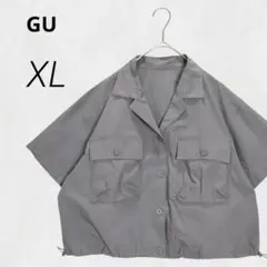 c4191【ジーユー】半袖 シャツ グレー XL ユーティリティ ショートシャツ