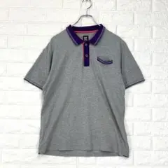グラニフ【M】グレー ポロシャツ バイカラー 紫 春夏 カジュアル