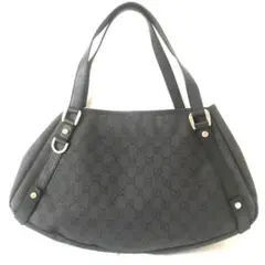 GUCCI グッチ アビー GGキャンバス×レザー ハンドバッグ ブラック