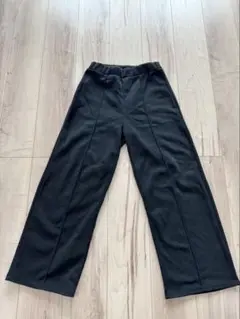 【中古品】ワイドパンツ Lサイズ ブラック センターシーム レディース