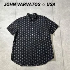 【定価4万以上】JOKN VARVATOS スカル　総柄　半袖シャツ　黒　XL