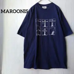 MAROONIS ネイビー 半袖 プリント Tシャツ XL