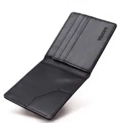 【新品】本革 メンズ マネークリップ 二つ折り カード入れ ブラック