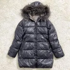 【美品】DUVETICA ロングダウンジャケット ファー付き ブラック 44