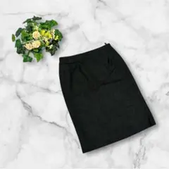 STRETCH プレシャス　膝丈スカート　S ブラック　ストレッチ　毛