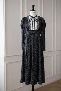 herlipto Orangerie Dot Long Dress Black