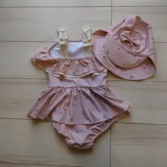 フリル付き水着と帽子セット 100cm ピンク　F.O.インターナショナル