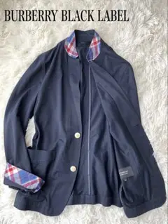 BURBERRY BLACK LABEL テーラード アンコン リネン混 紺色