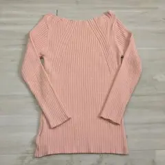 ピンク　リブニット