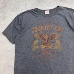 ワシ　アメカジ　COUNTRY BOY　半袖　Tシャツ　古着　杢グレー　XL