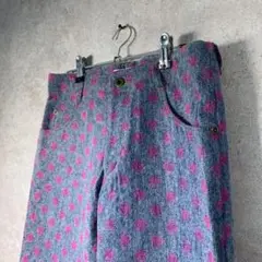 【ヴィンテージ】個性的 ドット柄 毛混ストレートパンツ 古着usedBM14