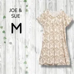 Joe & sue　ミニワンピース　半袖　総柄　ボタニカル　Aライン　ベージュ