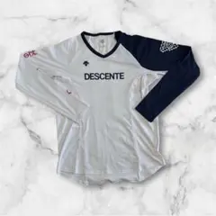 DESCENTE 長袖シャツ ホワイト/ネイビー