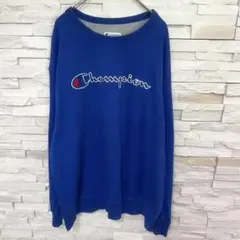 90s Champion チャンピオン ビックロゴ スウェット 刺繍 ブルー