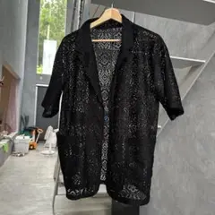 黒 レース編み ジャケット