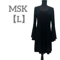 匿名配送✨MSK 【L】フレアスリーブ ワンピース シアー ひざ丈 ブラック
