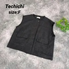 テチチ Techichi フリンジエッジ ベスト 【F】 ダークグレーレディース