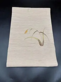 高級　正絹　洒落帯　名古屋帯　アンティーク　ススキ　植物文　シック　N7