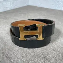 Hermes エルメス ベルト コンスタンス クロコダイル 金具 Hロゴ レザー