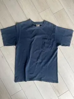Good Wear ポケット付き Tシャツ USA製 ネイビー M 良フェード