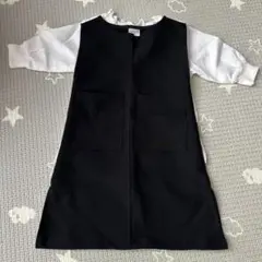 黒ジャンパースカートと白トップスセット 80cm