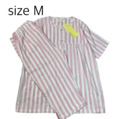 【size M】 新品未使用　ノーカラーストライプパジャマ　ドライ　接触冷感