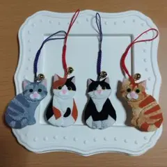 ちりめん根付け　和猫