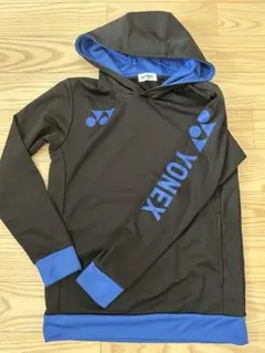 YONEX フード付きウェア S 黒/青