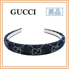 美品 グッチ 652835 3HAAH エコ ウォッシュ ド デニム ヘアバンド