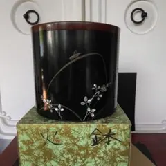 蒔絵　桐火鉢　手炙り　雀・草花文　螺鈿細工　内側銅器　外径約３２cm Yahoo!オークション -「火鉢 桐 蒔絵」の落札相場・落札価格