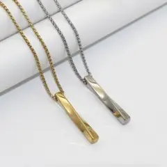 ◆新品◆重厚☆ツイストペアネックレス☆ゴールド&シルバー★2個セット