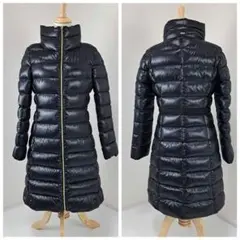 美品☆ HERNO ヘルノ ダウンコート Aライン ロング丈 44 ネイビー