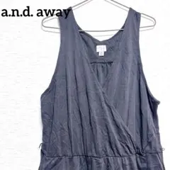 【XL】 a.n.d. away ノースリーブ カットソー ワンピース 黒 古着
