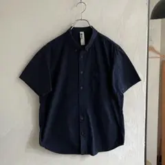 美品 MHL. 製品染め BDシャツ ネイビー マーガレットハウエル