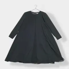 グラソンアール シアー 重ね着風 ロング ワンピース ブラック 9 冠婚葬祭
