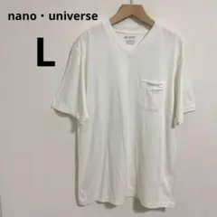 【タグ付き・未使用】ナノユニバース ヘビーVネック Tシャツ ホワイト L