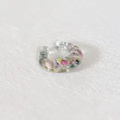 お花 クリア イヤーカフ パール ぽってり 丸 シンプル おしゃれ【501】