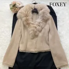 美品⭐️フォクシー カシミヤジャケット フォックスファー襟 毛皮 ベージュ 40