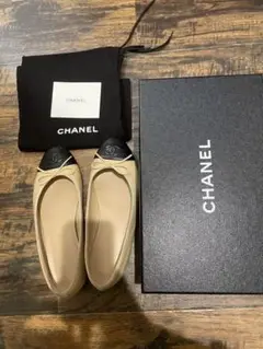 CHANEL シャネル 定番 大人気 バレーシューズ フラット 靴 バイカラー
