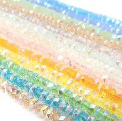 カラフル♡ ５色Mix 多面カット ビーズ K9ガラス ソロバンカット