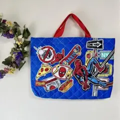 新品 人気♡ スパイダーマン　レッスンバッグ　手提げ　マーベル　キルト