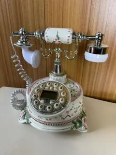 ロココ調 プッシュ式 電話 バラ 薔薇 猫脚 ヴィンテージ アンティーク