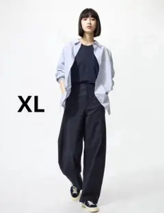 【XL】 UNIQLO ジャージーパレルレッグパンツ ネイビー