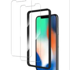 2枚セット ガイド枠付き 強化ガラス iPhoneX　XS 11 pro
