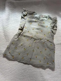 美品 プティマイン レモン柄 夏物 女の子 刺繍 トップス カットソー ブラウス