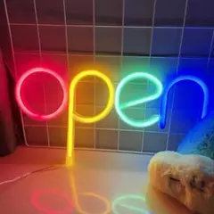 OPEN カラフル ネオンサイン ネオンライト 店舗 LED 照明 看板 USB