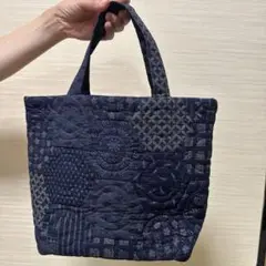 ネイビー パッチワーク トートバッグ
