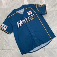北海道日本ハムファイターズ ユニフォームシャツ 半袖 青 ブルー Fサイズ
