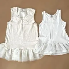 TORIDORY フリル付きタンクトップ　裾フリル　姉妹お揃い　 100.130